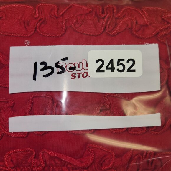 Hartstrings Baby Girls Red Ruffle Dress W/ Bow Accent 24M 100% Cotton Short 2452 - Picture 7 of 7